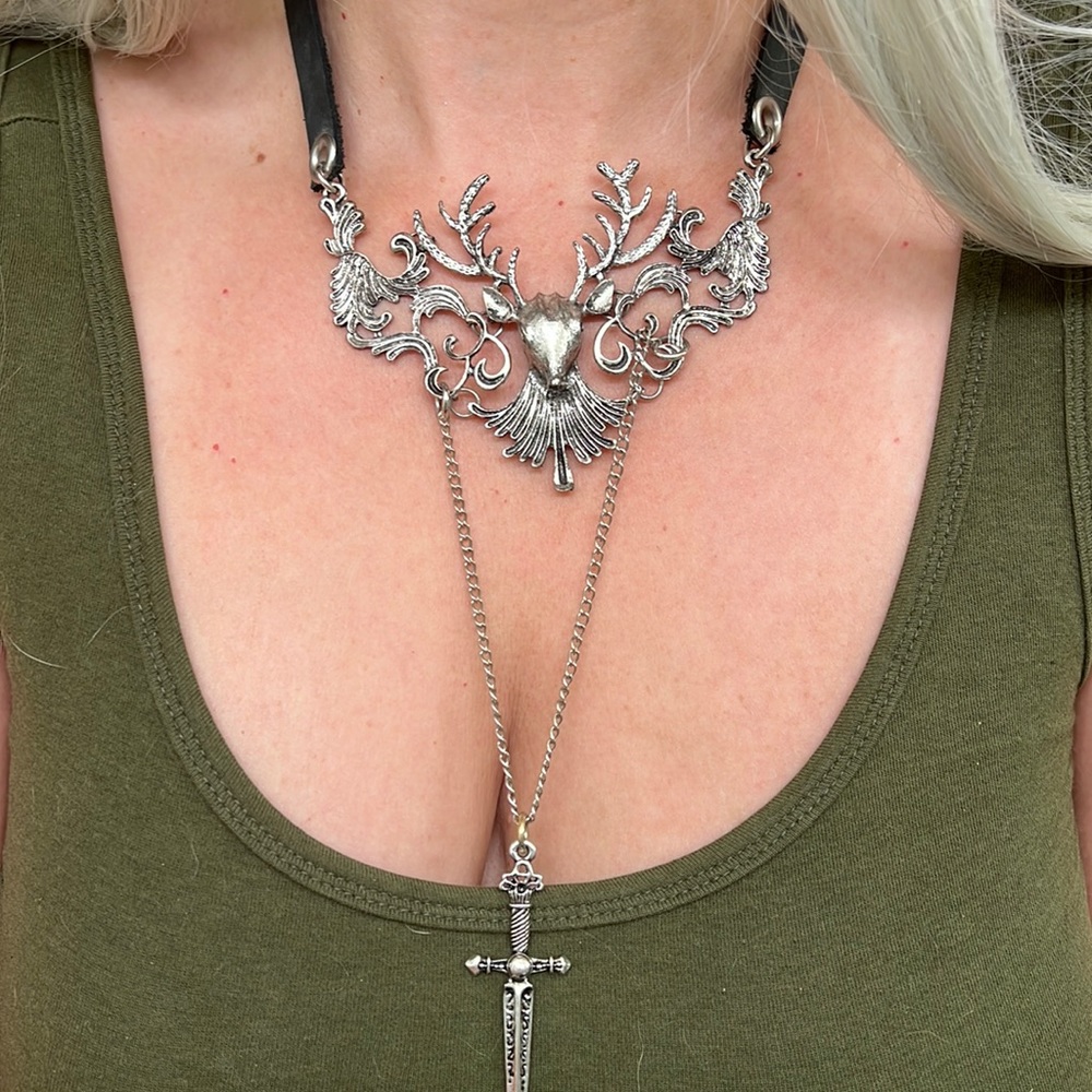 Leather fairy tale necklace